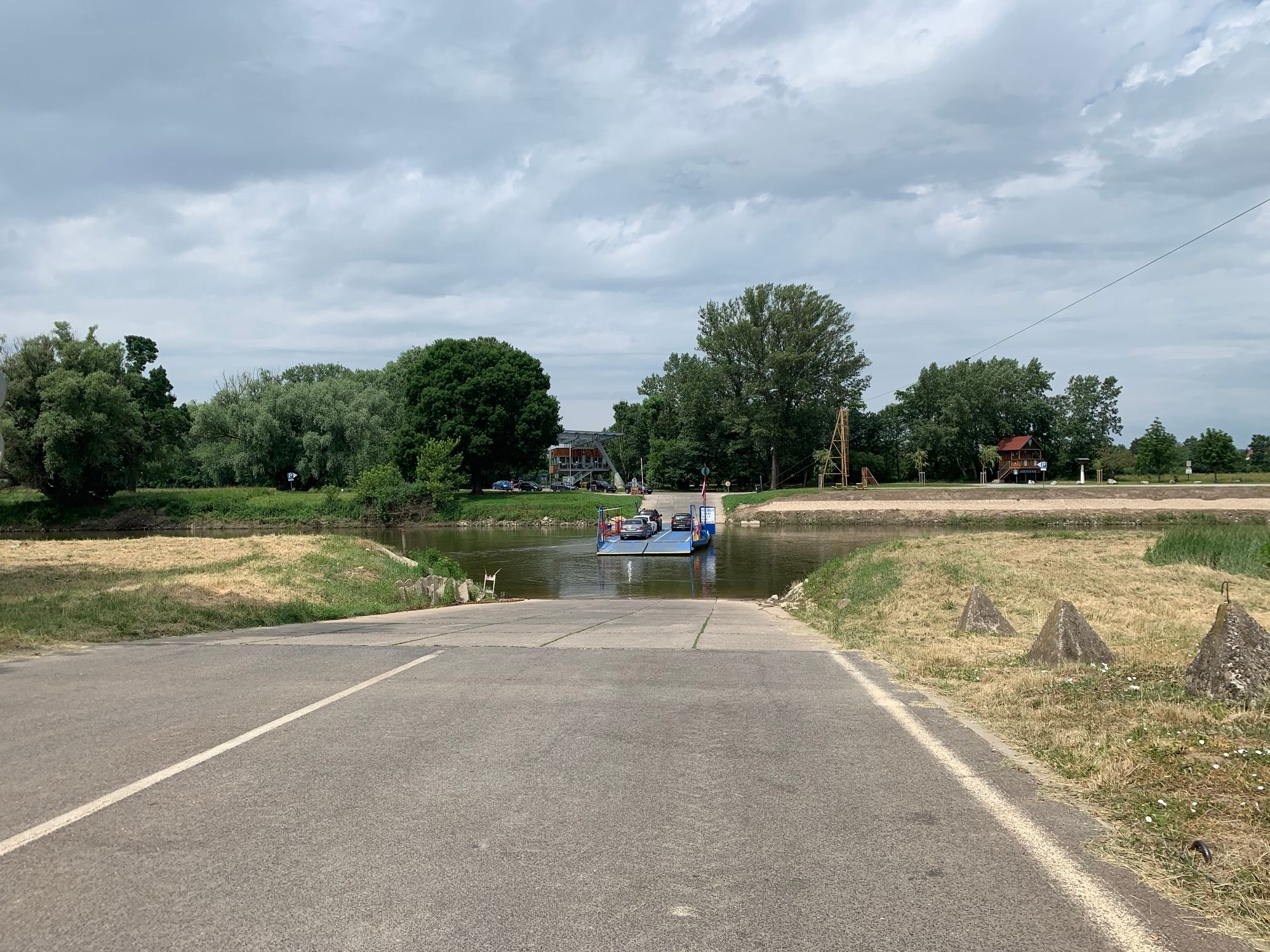 A photograph of the river crossing the the next day.