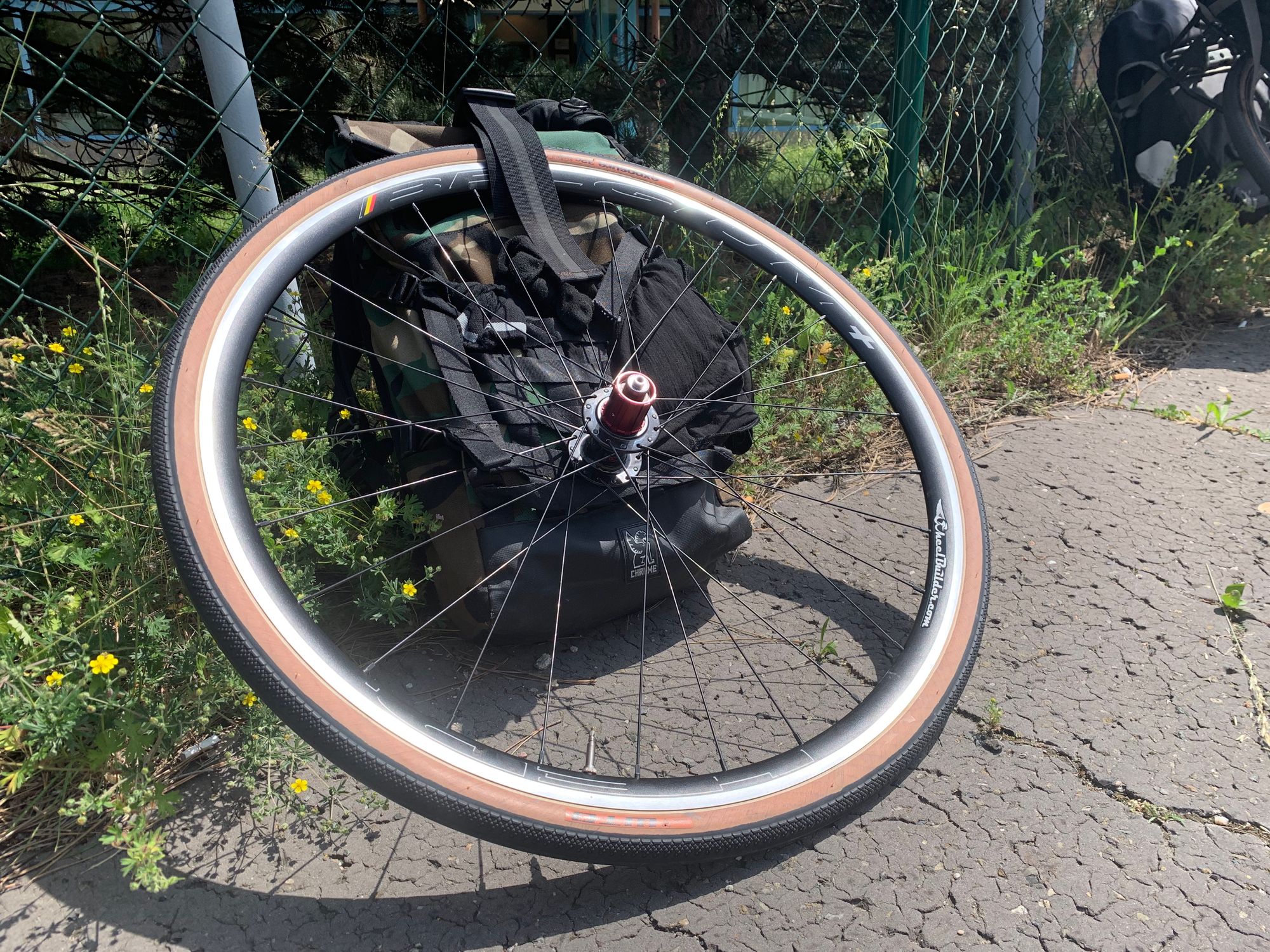 New wheel all built up and attached to my backpack